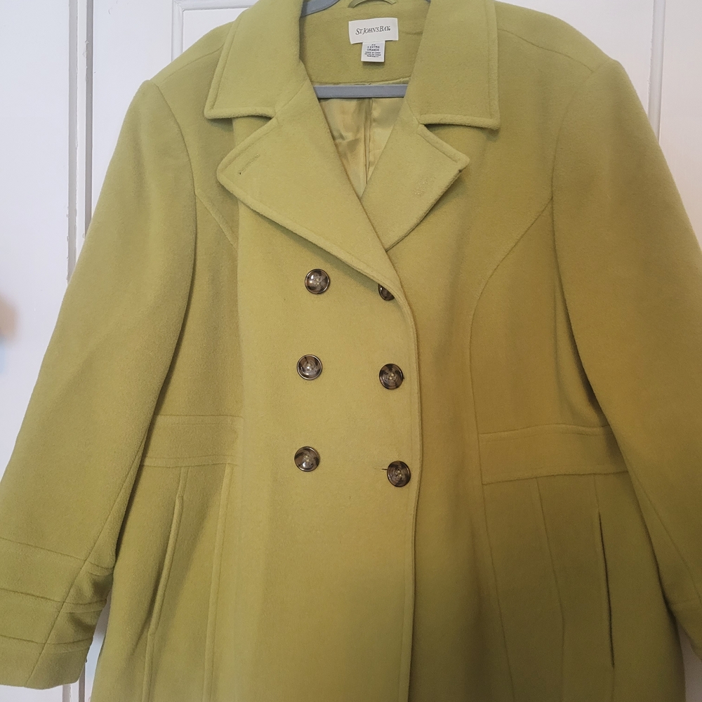 St. John's Bay Olive Double-Breasted Pea Coat